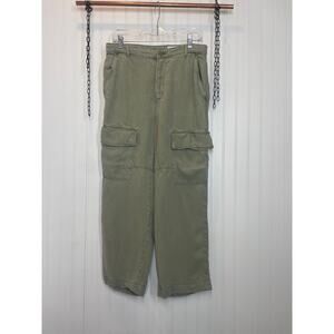 AG Adriano Goldschmied Womens Cargo Pants Khaki Straight Leg Cropped Size 30